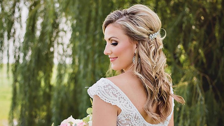 Bride Is Stunning In Enchanting by Mon Cheri Jersey Gown With Hand-Beaded & Embroidered Illusion Bodice Desktop Image
